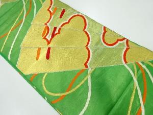 アンティーク　川島織物製　檜扇に雲模様織出し袋帯（材料）